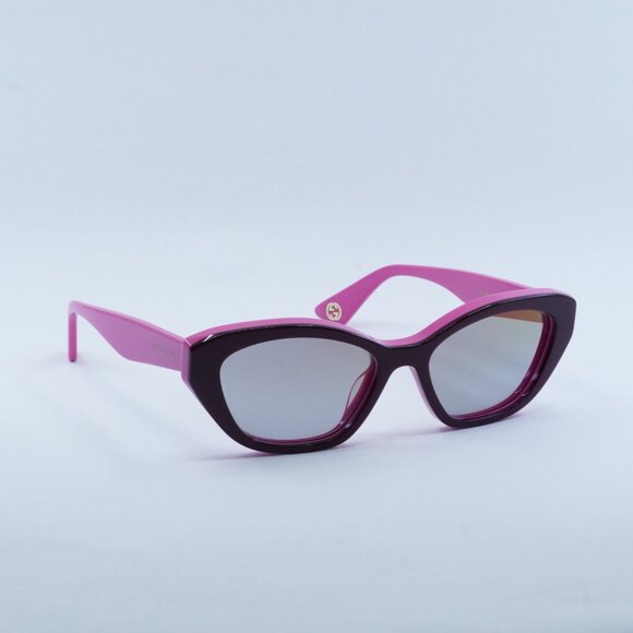 Gucci GG1638S 003 Sunglasses Burgundy/Fuchsia Cat Eye Frame, Pink Lenses - Picture 8 of 11